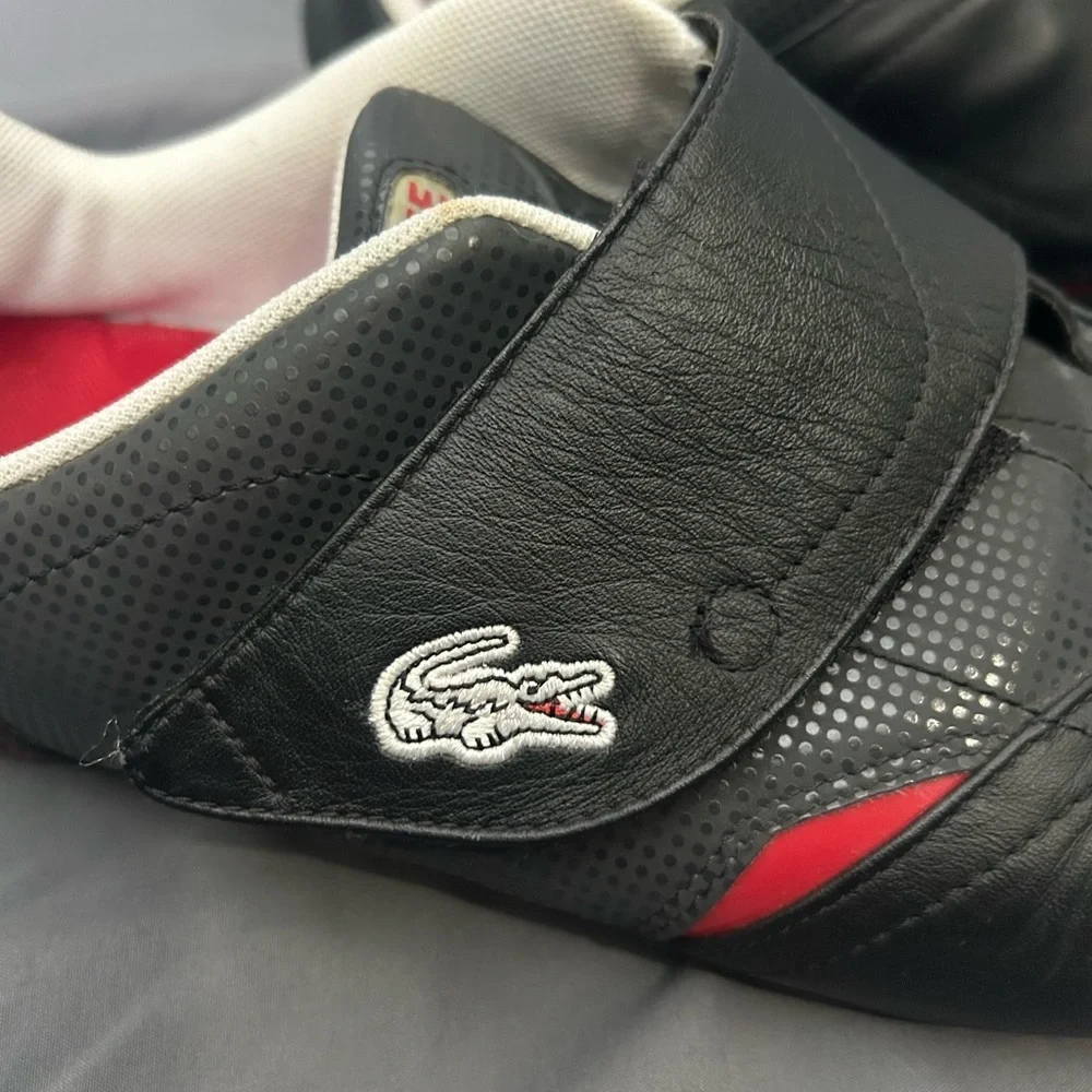 Lacoste Protect CRT low-top sneaker black red leather velcro closure Size 11.5 - Picture 2 of 10